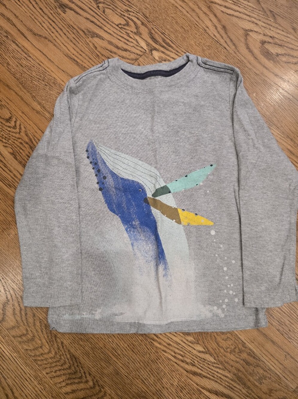 Tea Collection Gray Sweatshirt with Blue Whale and Yellow Accent
